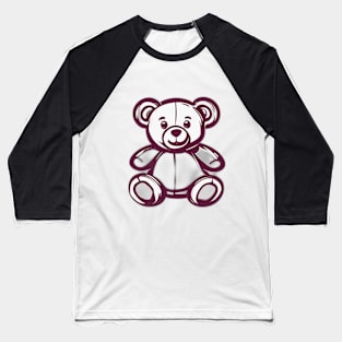 Maroon Glossy Bear Illustration No. 616 Baseball T-Shirt